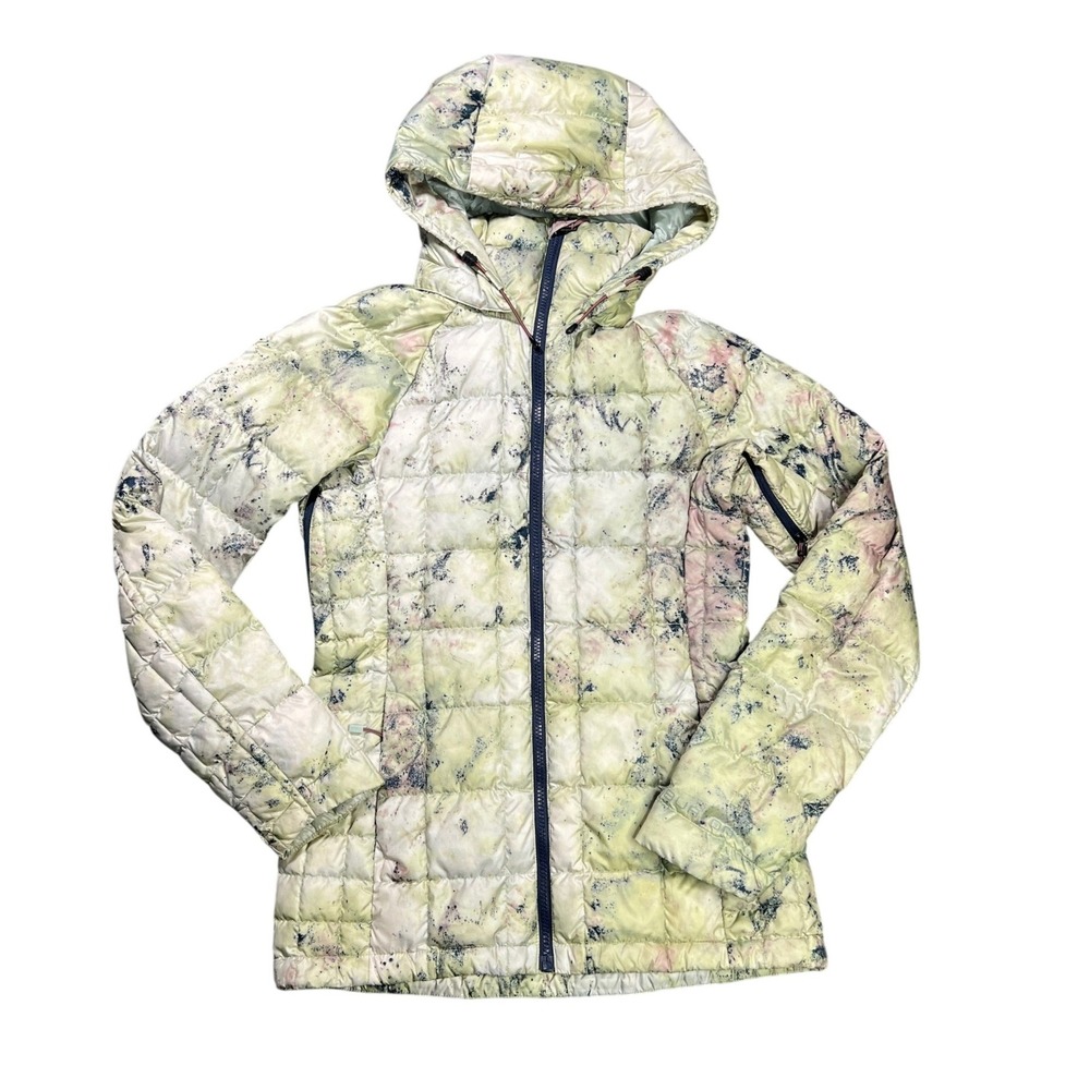 Burton ak Baker Down Jacket Women's XS Green Pink Tie Dye Puffer Hooded 10014